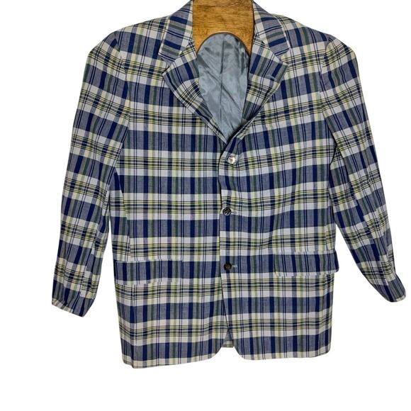 Brooks Brothers Other - Brooks Brother Madras Blazer Men's Size 45 XL Blue Plaid Lightweight Summer
